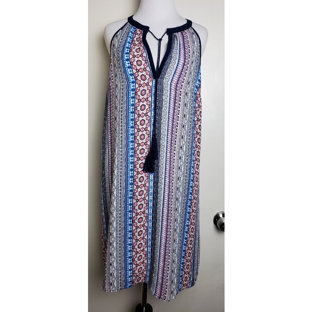 Halter dress with tassel ties and keyhole back